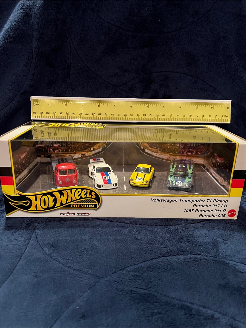 Hot Wheels Premium 4-Car Set - Red, White, Yellow, Green COLLECTIBLE